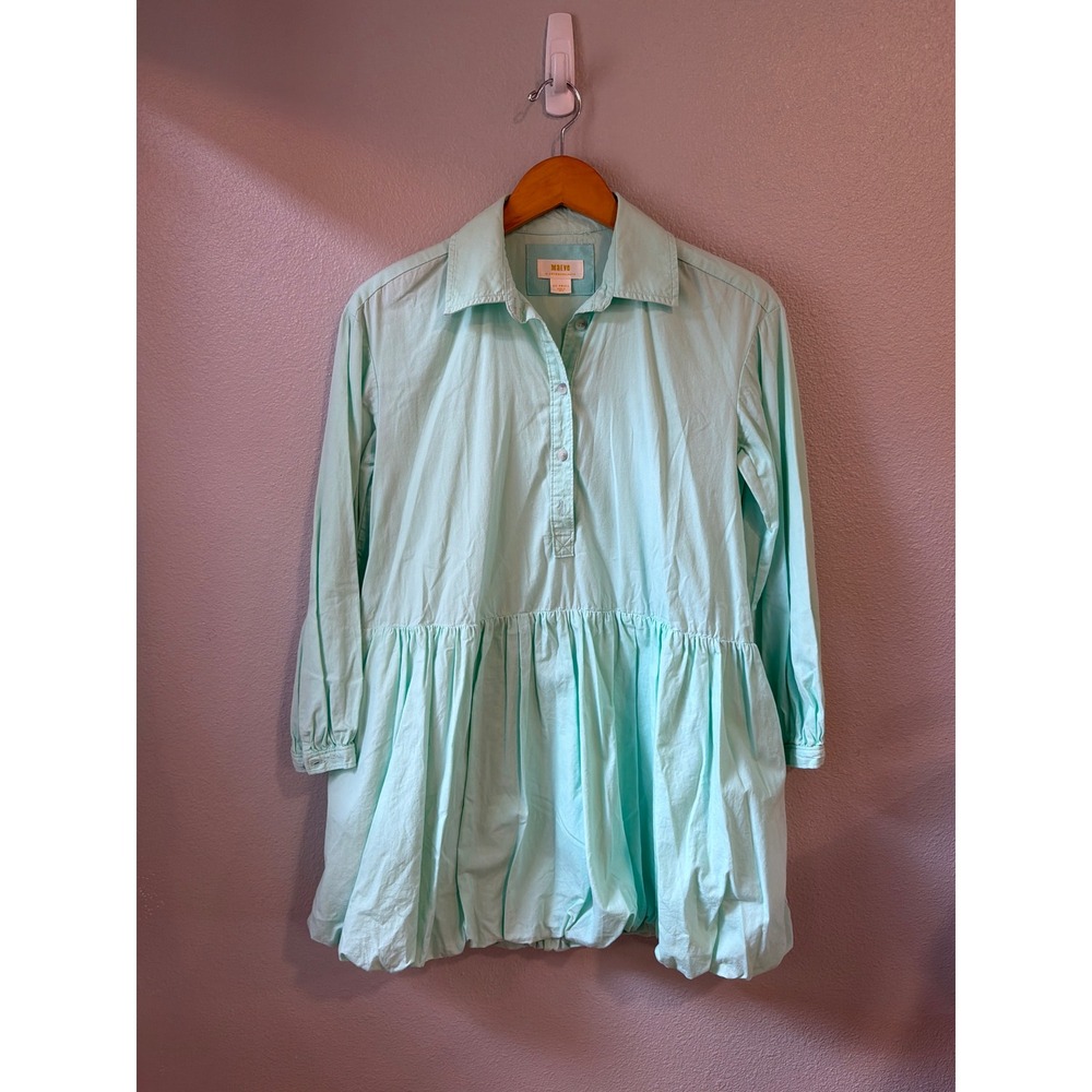 Maeve‎ Anthropologie Bubble Hem Mini Dress Womens XXS Mint Green Cotton